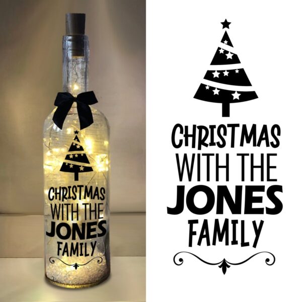 Christmas with "Family Name" Personalized Light Wine Bottle - AwwBottles
